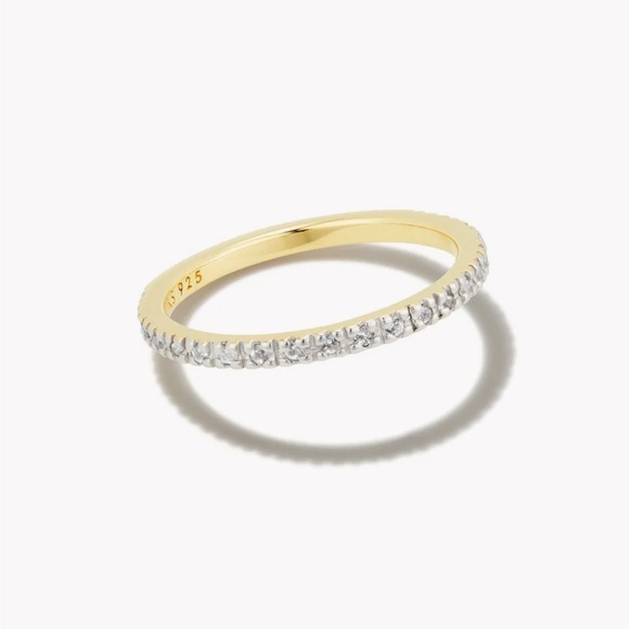 Kendra Scott Demi-Rine Arynn 18k Gold Vermeil Band Ring in White Sapphire Size 9 - Picture 1 of 6